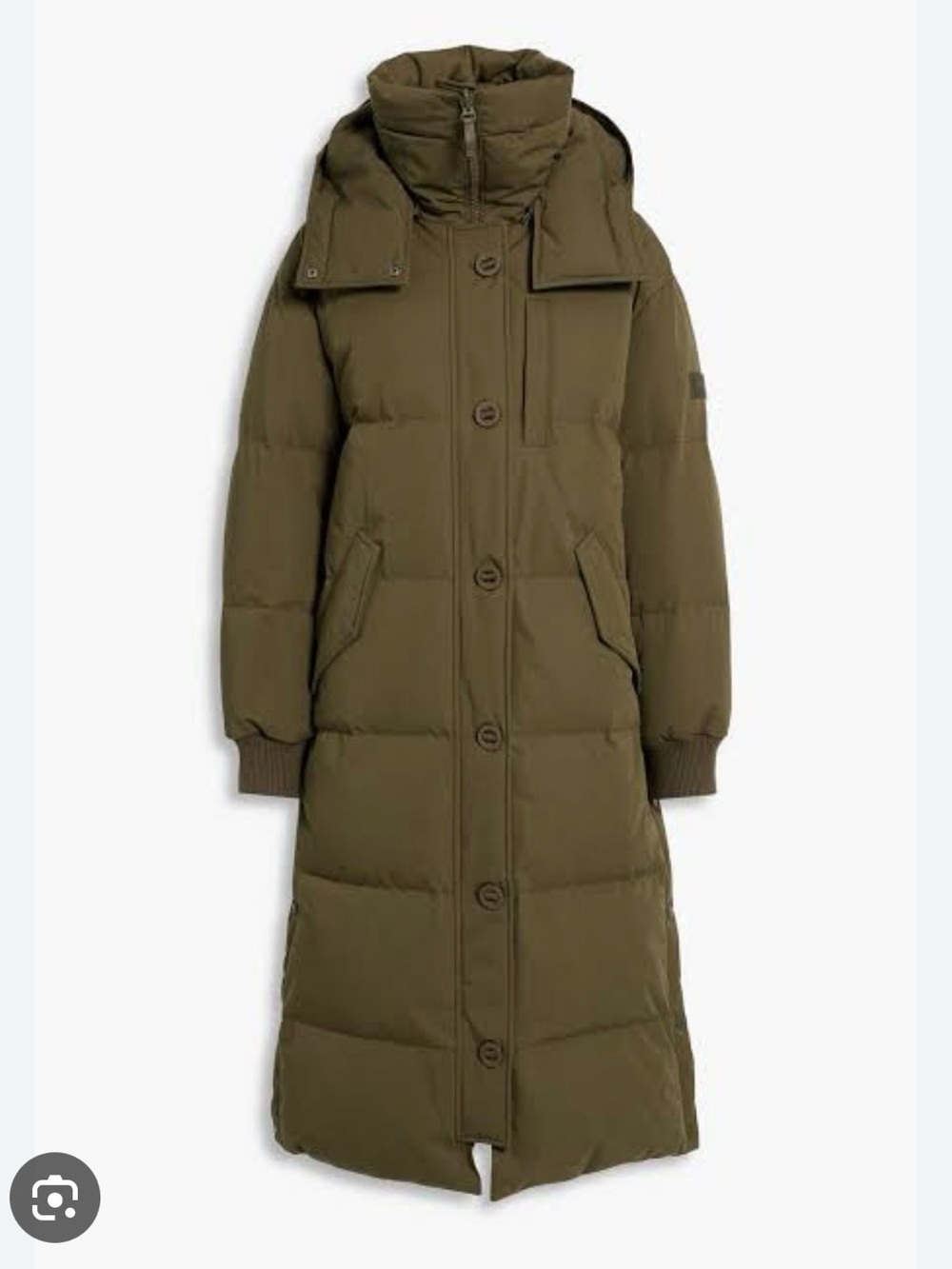 Yves Salomon Olive Long Down Puffer Coat